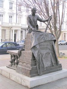 Statue of Thomas Cubitt by William Fawke, 1995. Denbigh Street, London. The twin to this statue can be found in Dorking, Surrey.